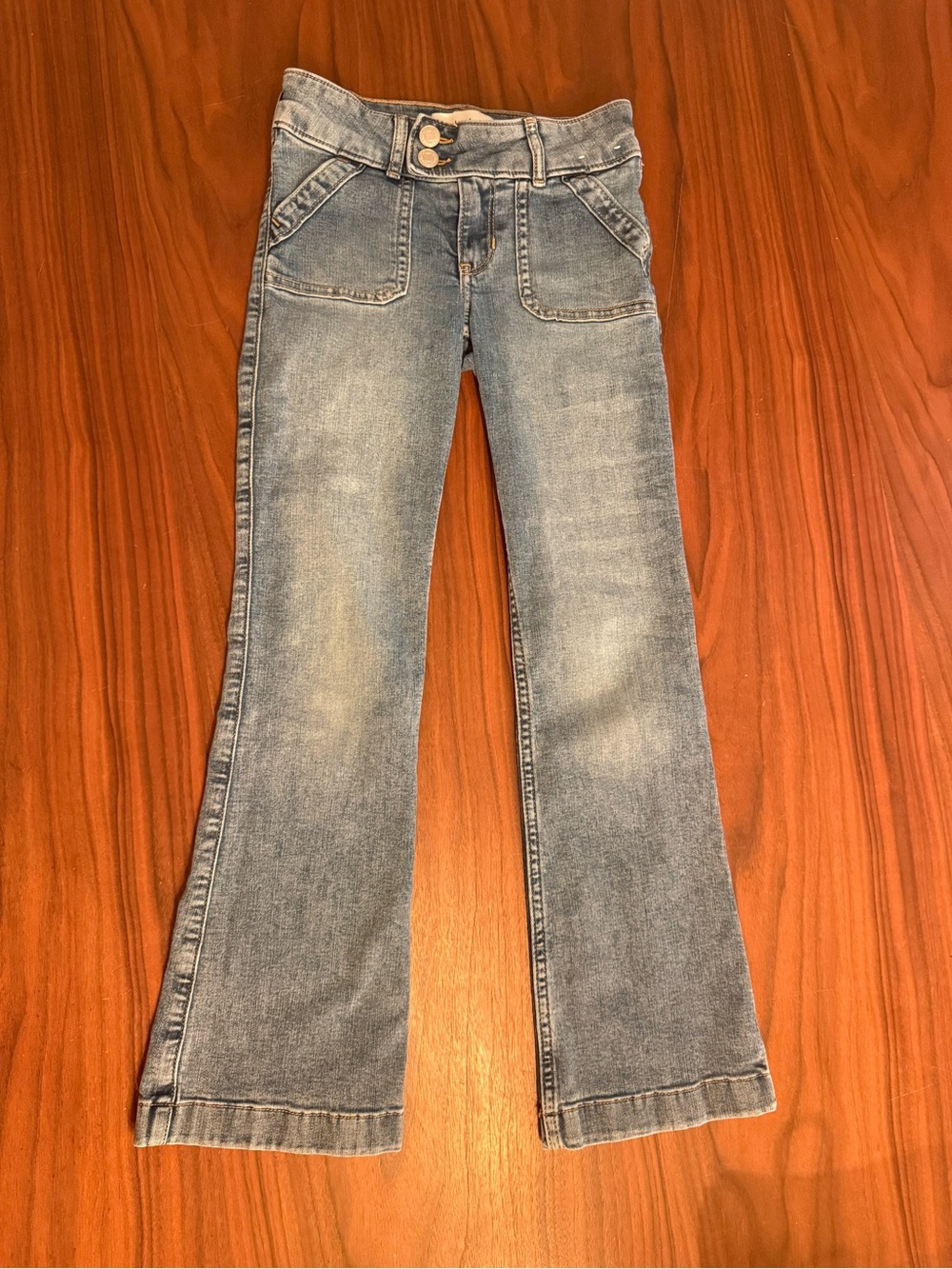 Abercrombie Kids 7/8 LONG Low Rise Bootcut Flare Jeans Y2K Medium Wash